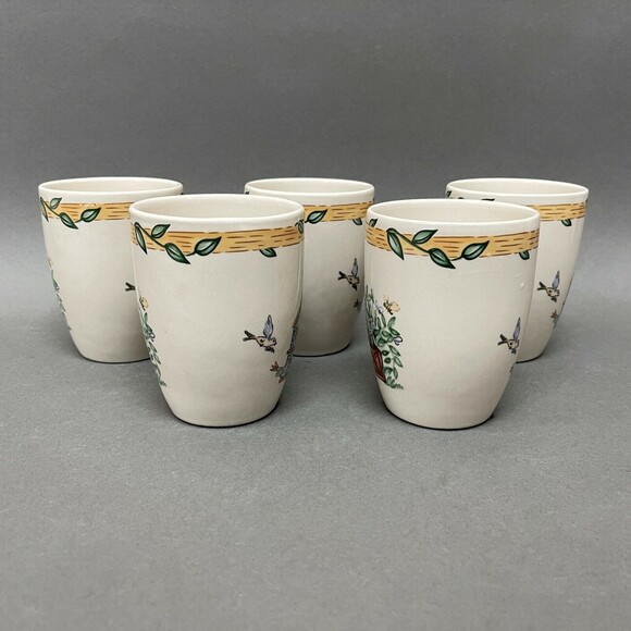 Thomson Pottery Cups Birdhouse Birds Heart Vine Border Lot of 5 - Picture 4 of 7